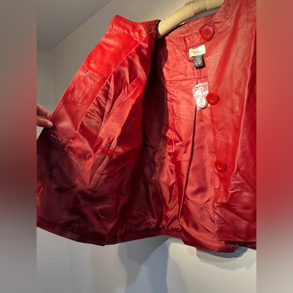 Neiman Marcus NWOT Vintage Short Red Cape Style Leather Jacket Sz XL Y2K - Picture 14 of 14